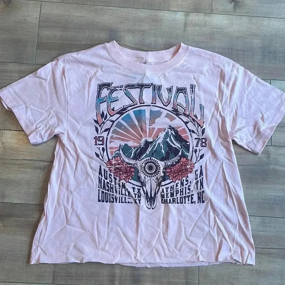 4/$25 NEW Country Festival Austin Nashville Louisville Memphis Pink Tee Sz XS